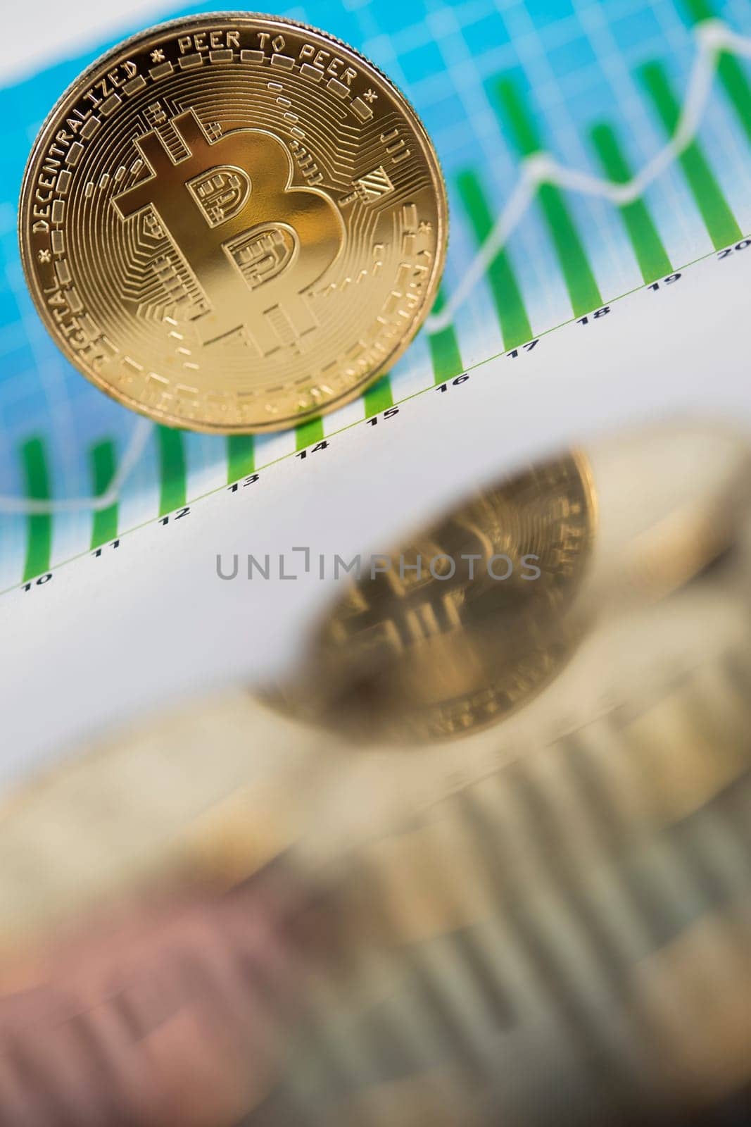 Gold Bitcoin on the background of the chart