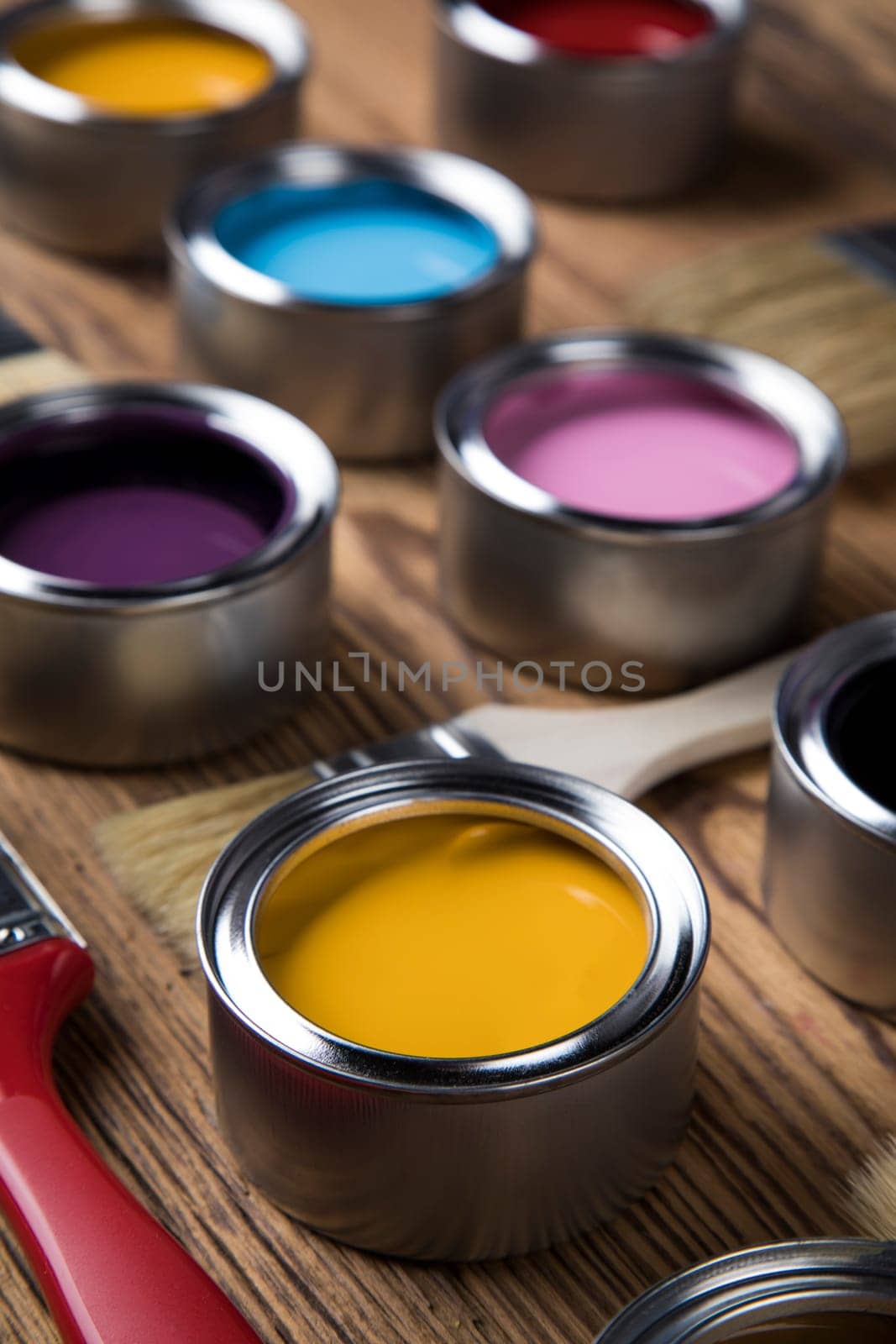 Rainbow colors, Open cans of paint