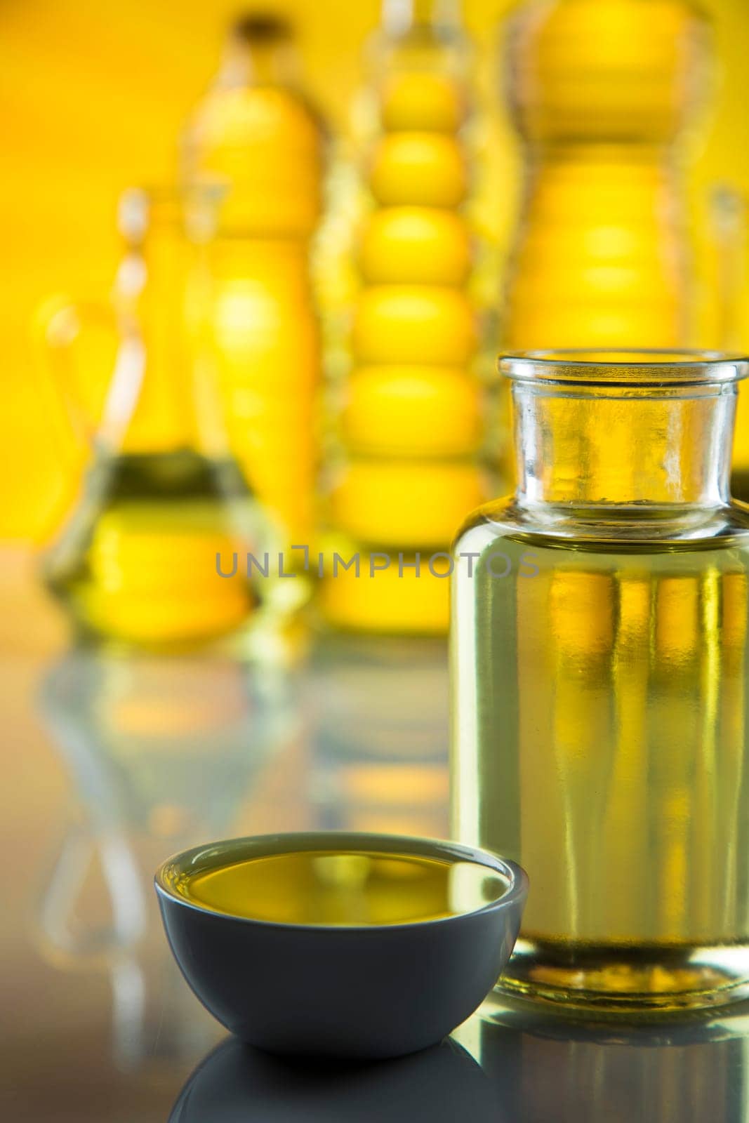 Healthy oil from rapeseed oil. Cooking oils in bottle