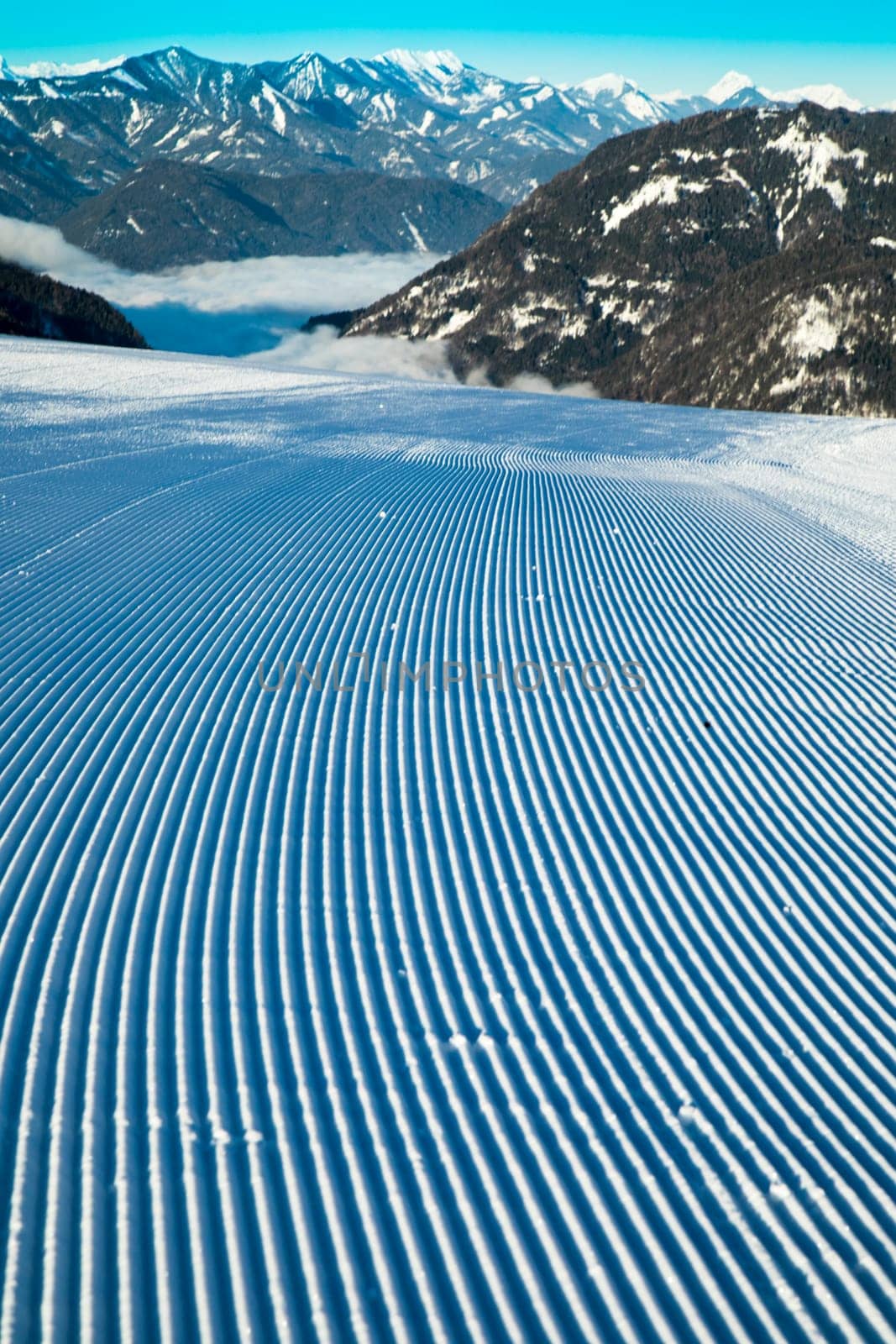 Winter view in the mountains, ski resort