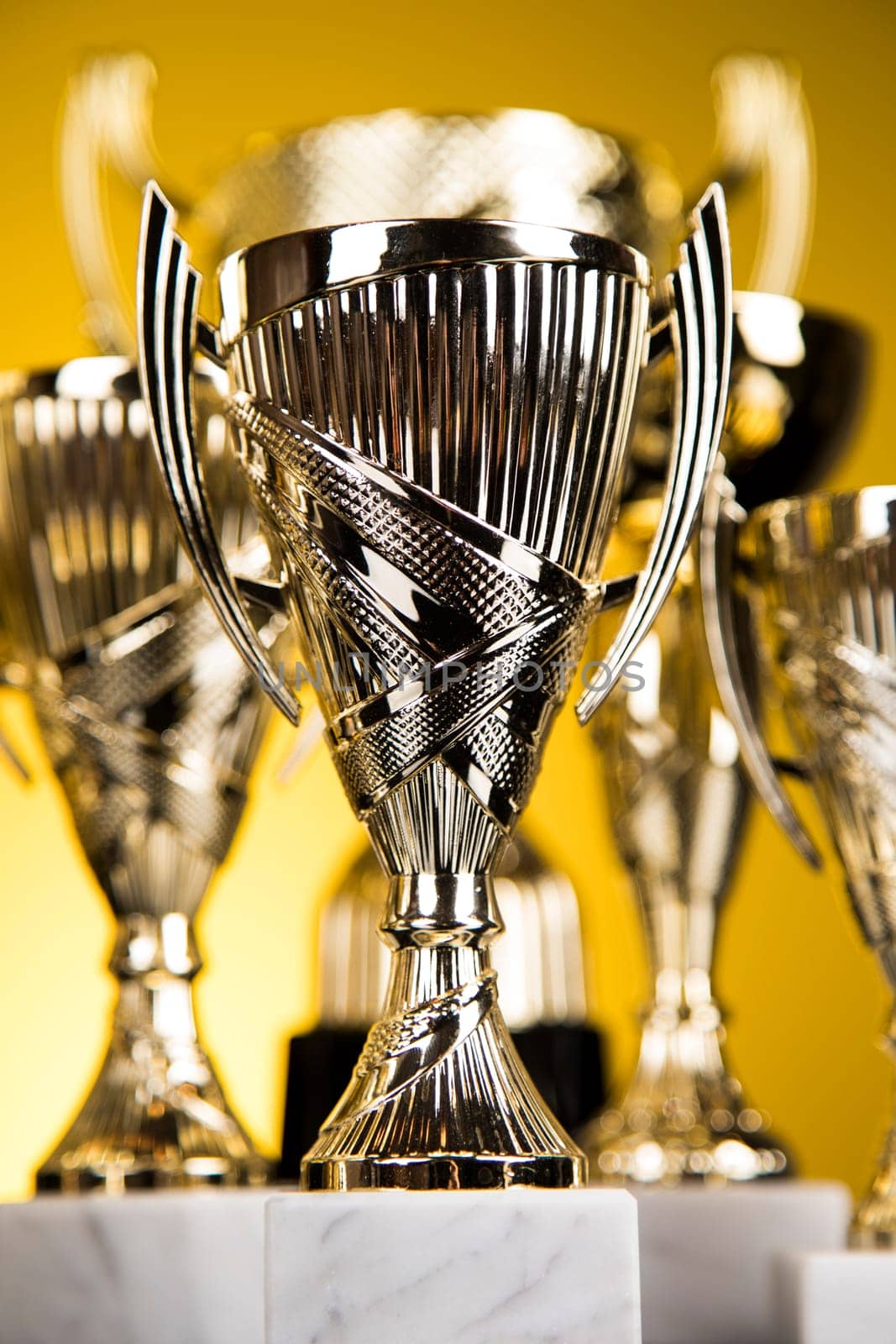 Trophy cup and sport ball background
