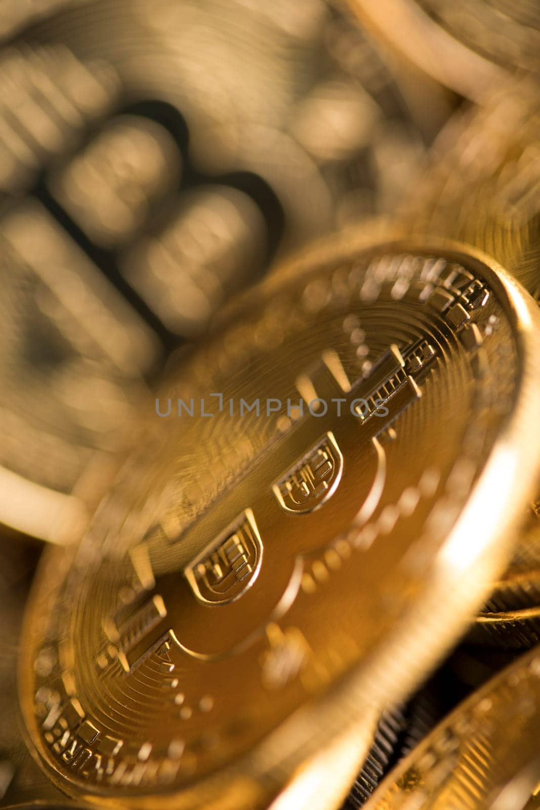Virtual money, Currency. Bitcoin coins, financial