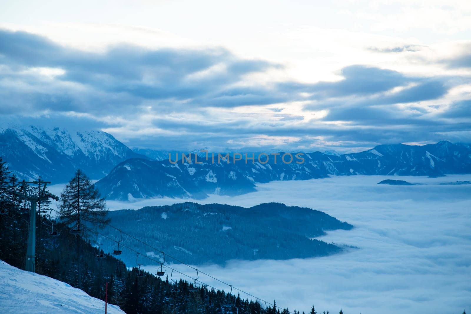 View of beautiful Winter mountain landscape
