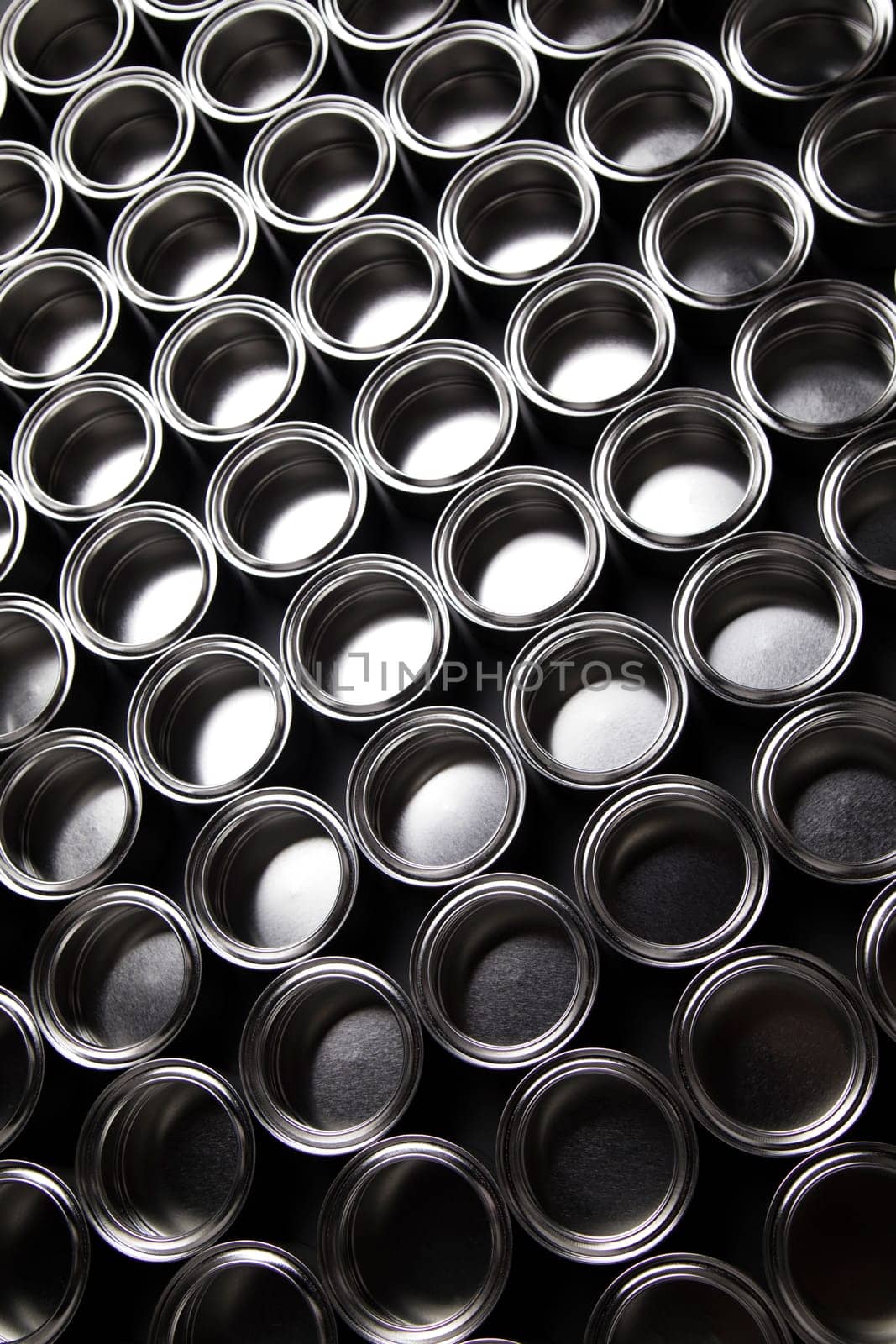 Open buckets with a paint, colors background
