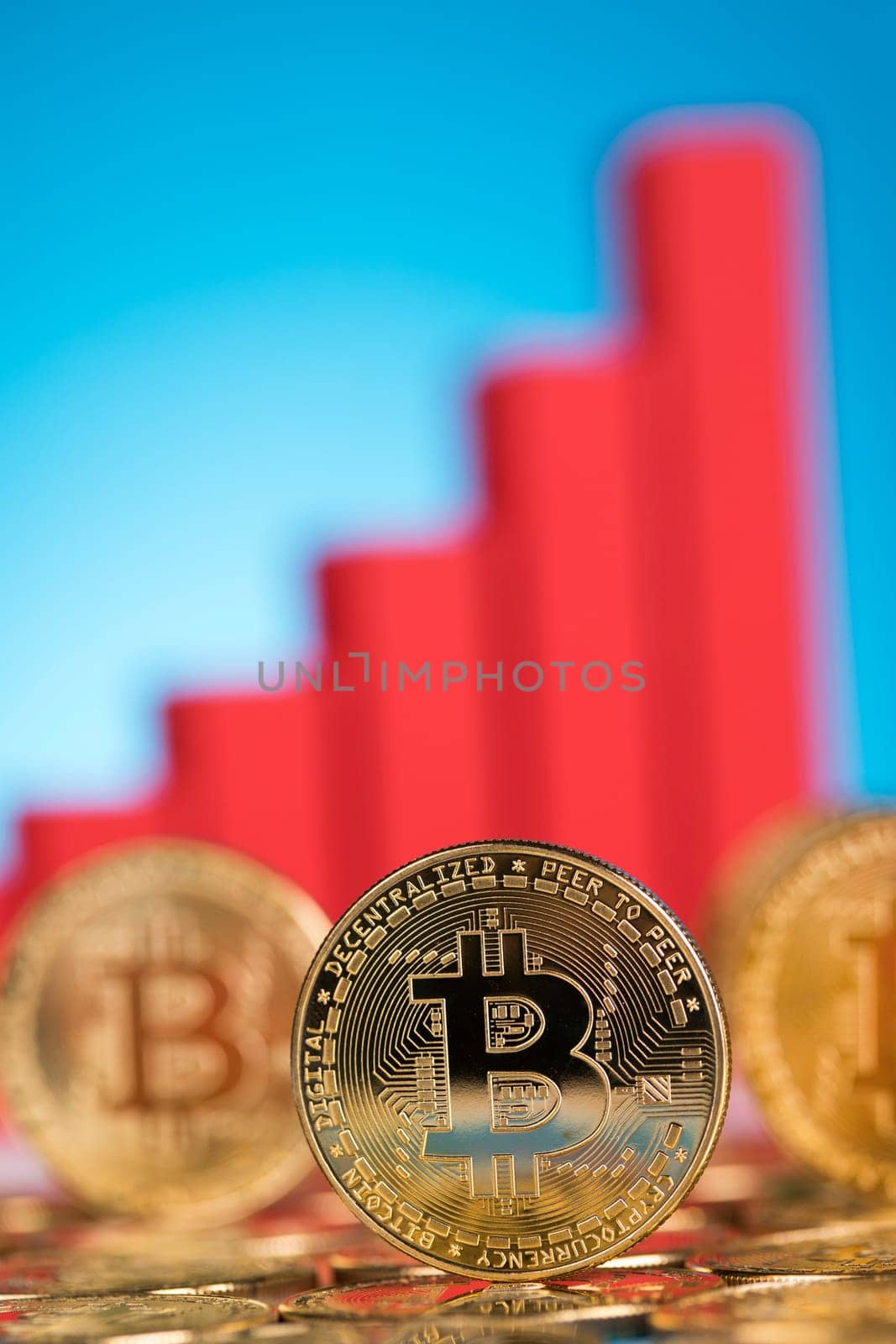 Golden Bitcoin Coin, virtual money, financial concept