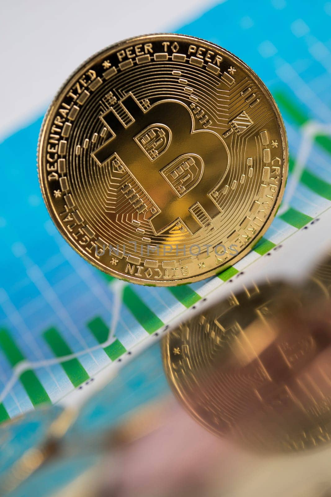 Bitcoins and new virtual money concept, financial chart
