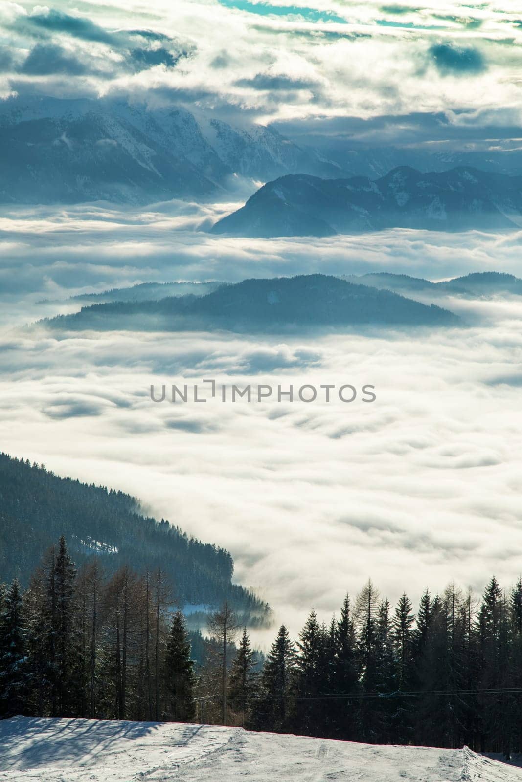 Winter nature landscape, amazing mountain view