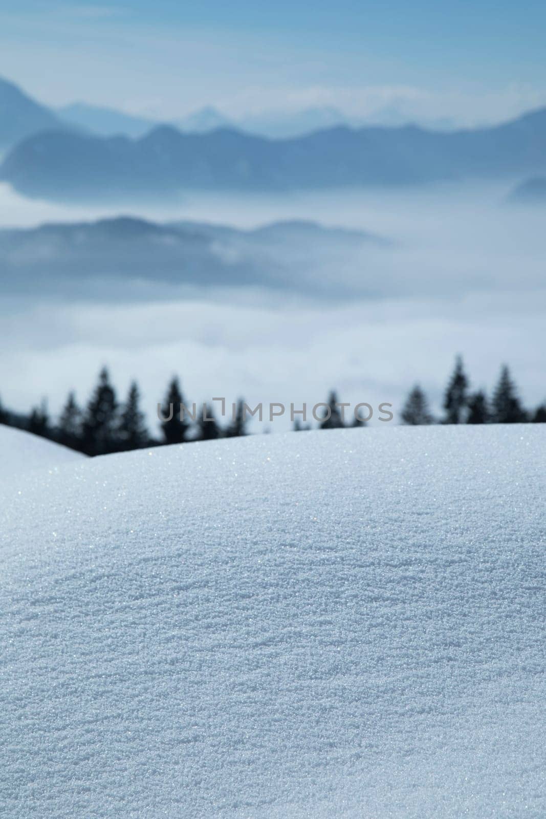 Mountains and winter space for your text