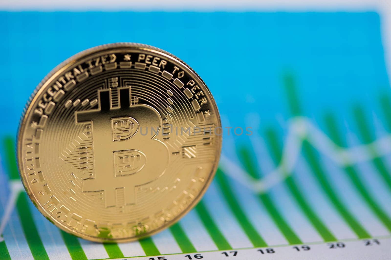 Gold Bitcoin on the background of the chart