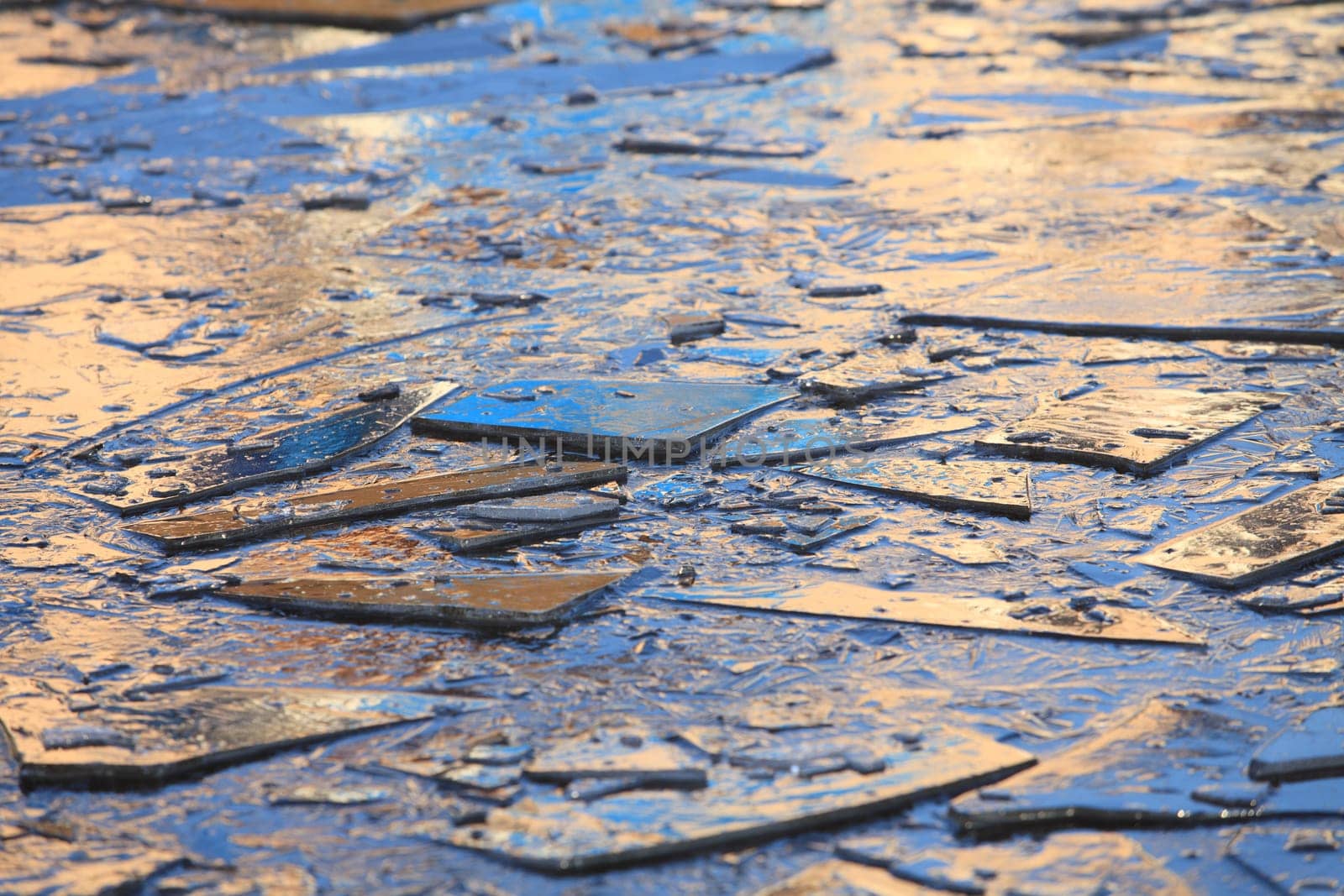 Thin blue ice shards background