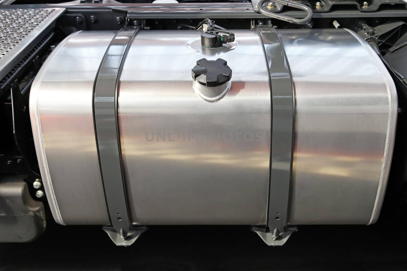 Silver fuel tank for big semi truck
