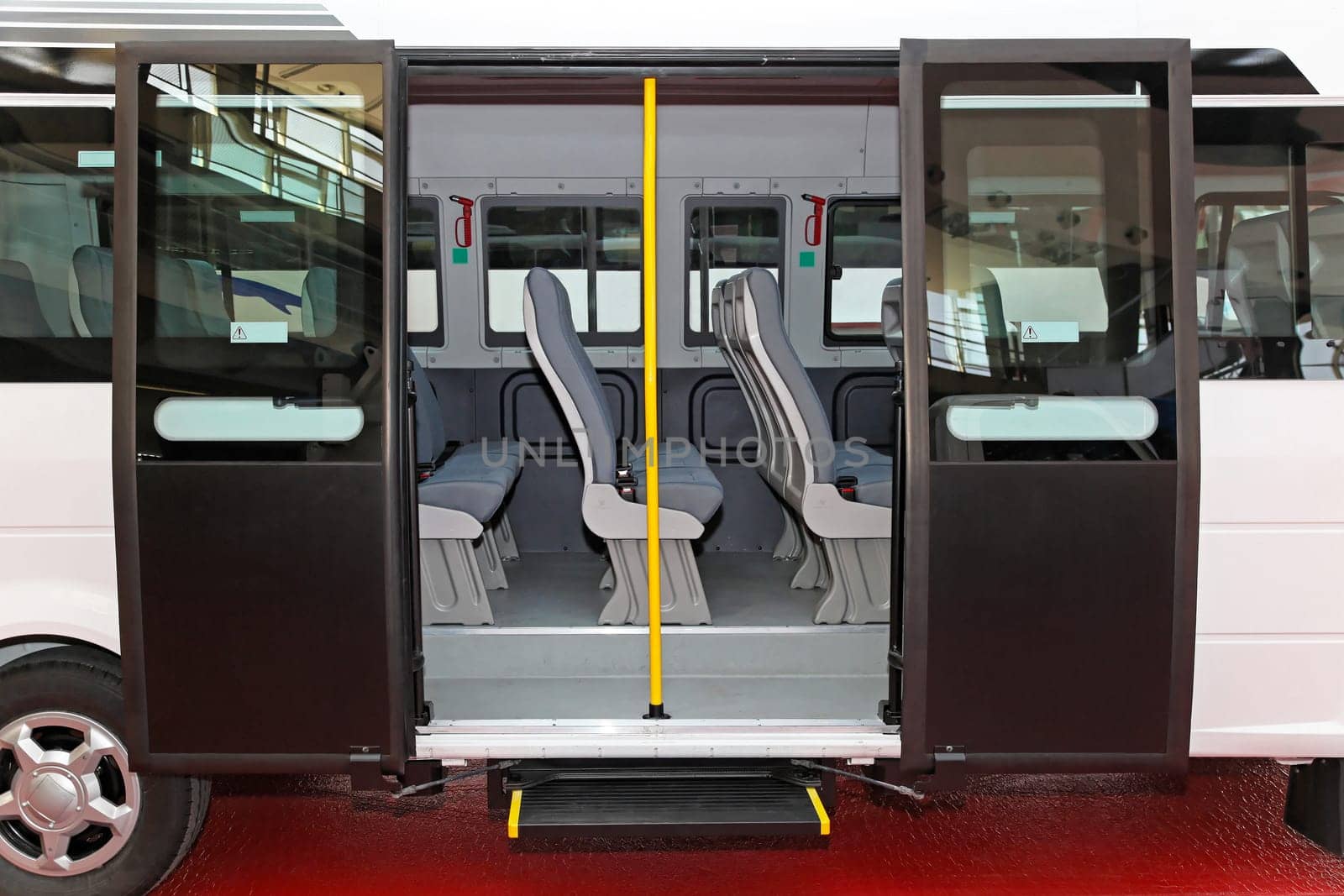 Regional mini bus with open double doors