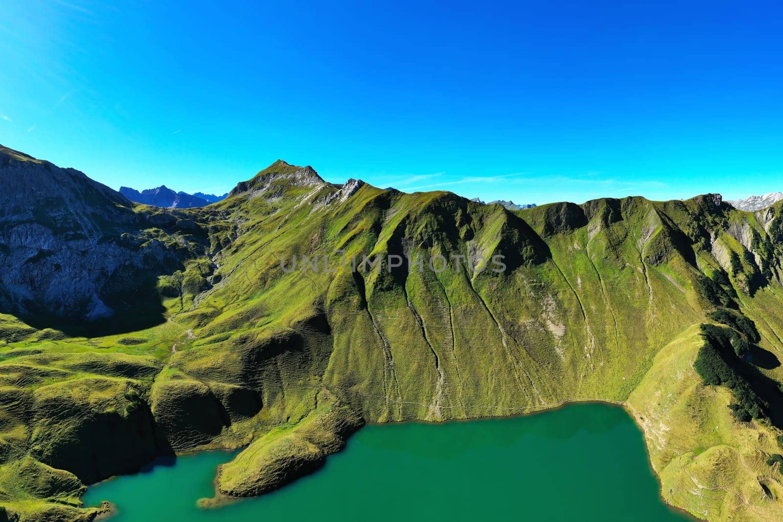 The Schrecksee is a mountain lake in the high Alps