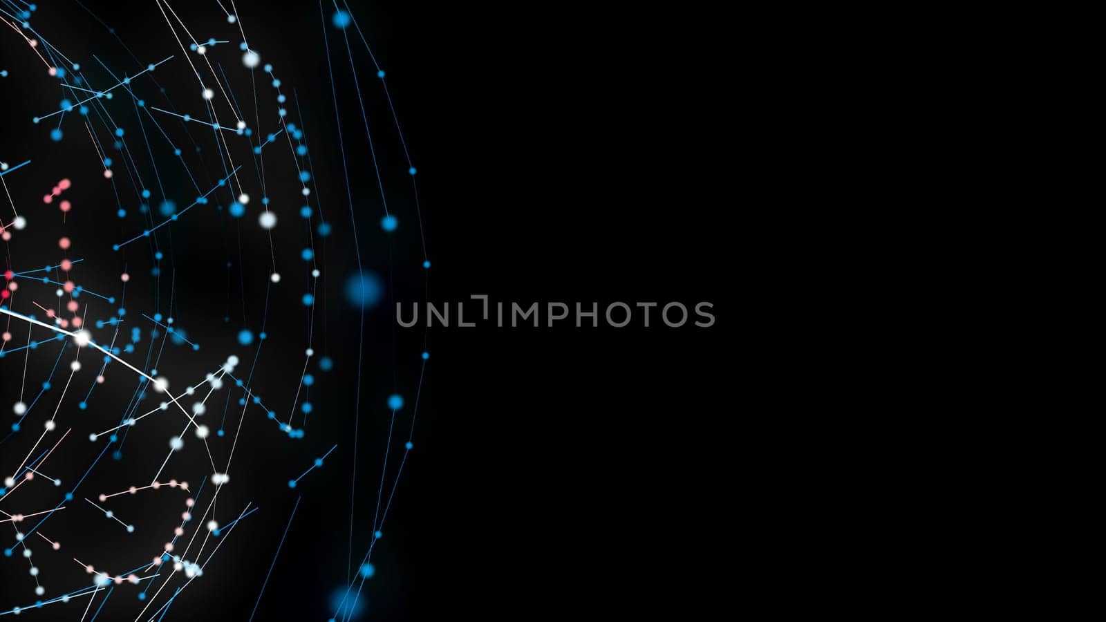 The coherence of points and lines. 3D rendering, 3d illustrates the combination of the light of light trails. Big Data connection and technology