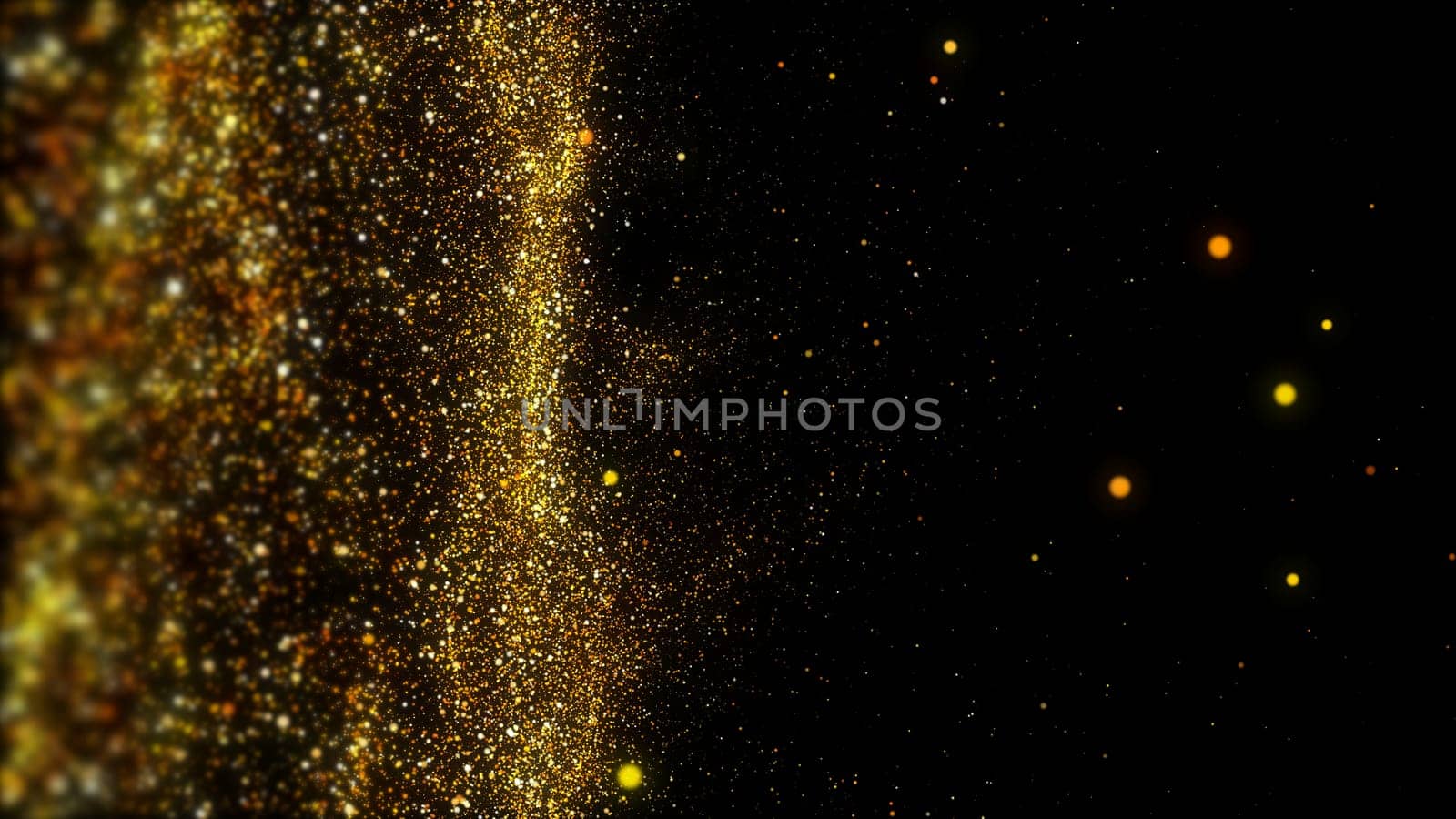 The golden dust spread like waves of water. A pile of golden sand near the left of the picture frame