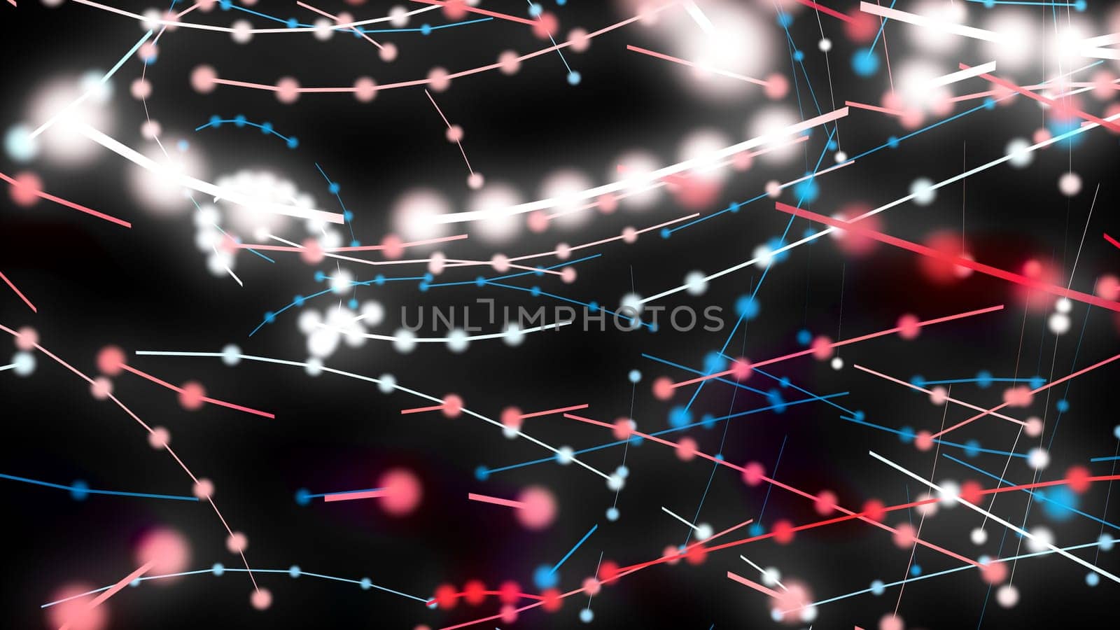 The coherence of points and lines. 3D rendering, 3d illustrates the combination of the light of light trails. Big Data connection and technology