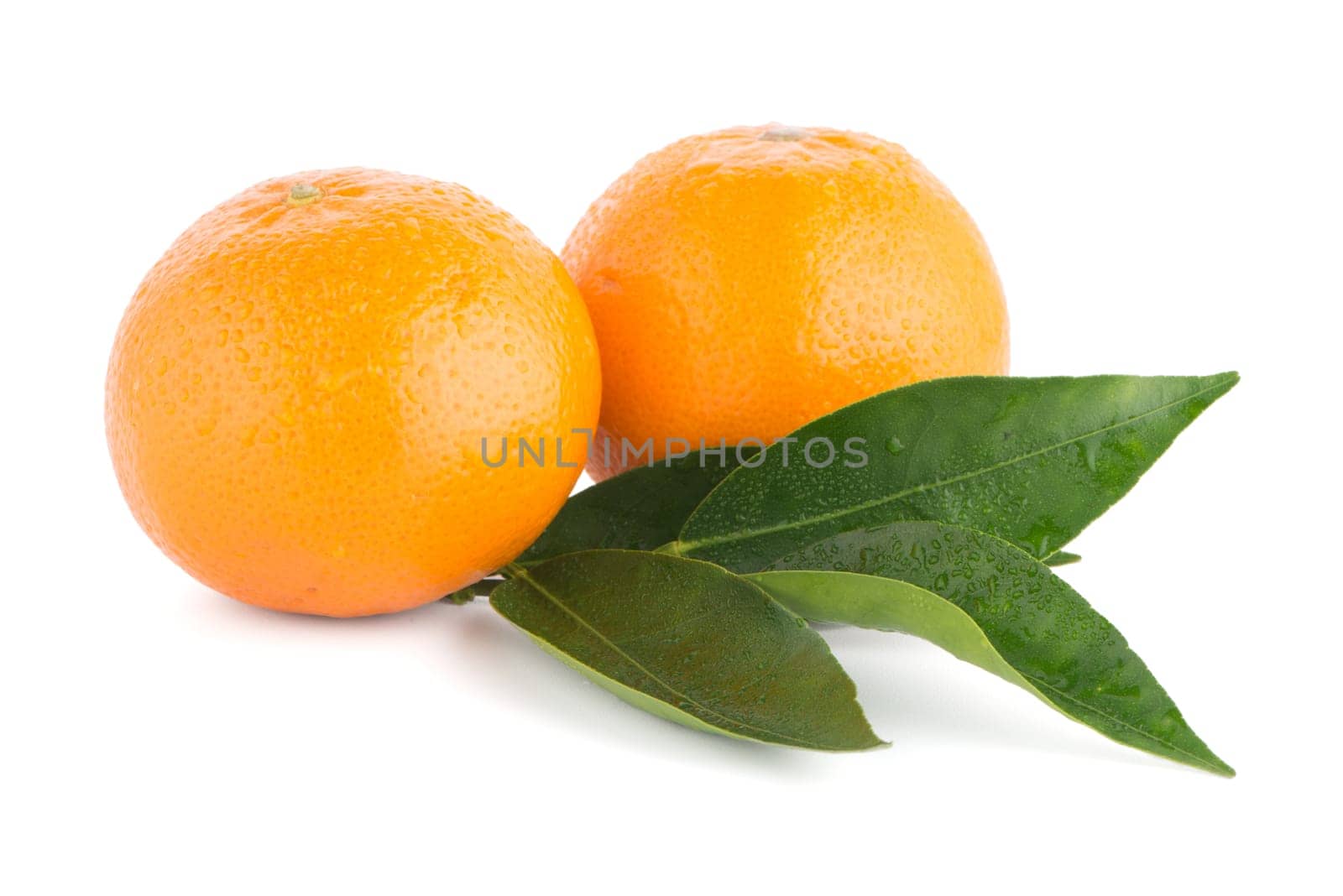 Ripe tangerine or mandarin isolated on white background