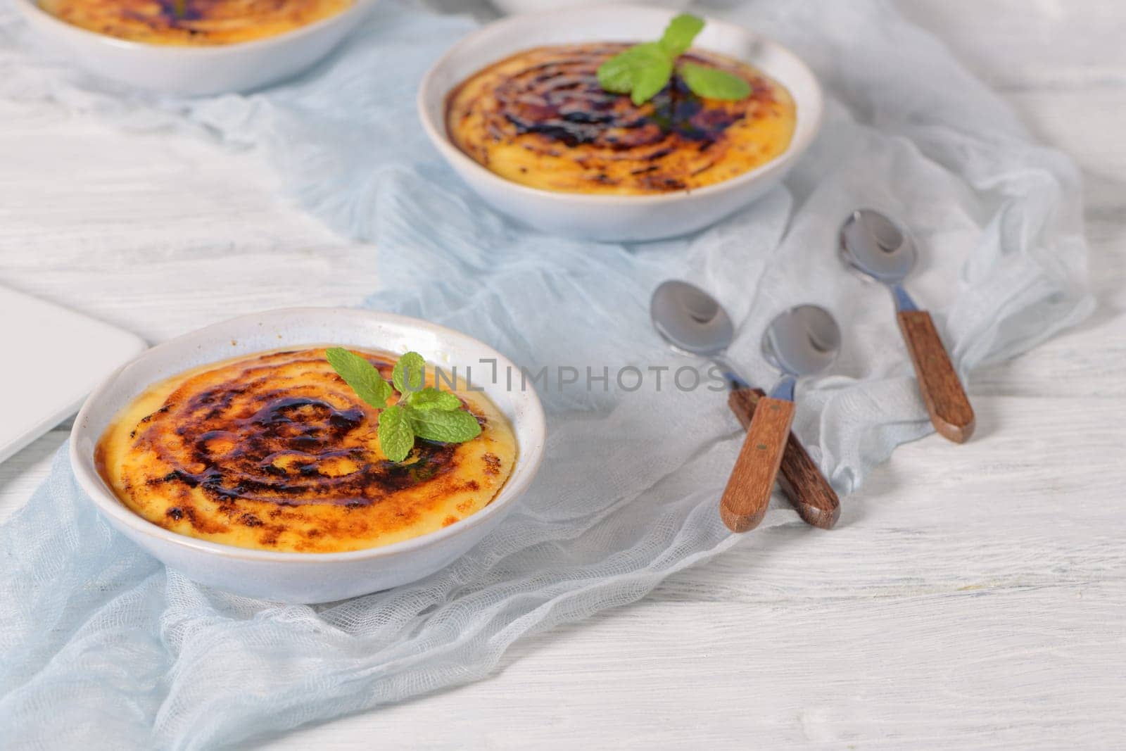 Leite creme, portuguese desert similar to creme brulee, cream brulee and burnt cream.
