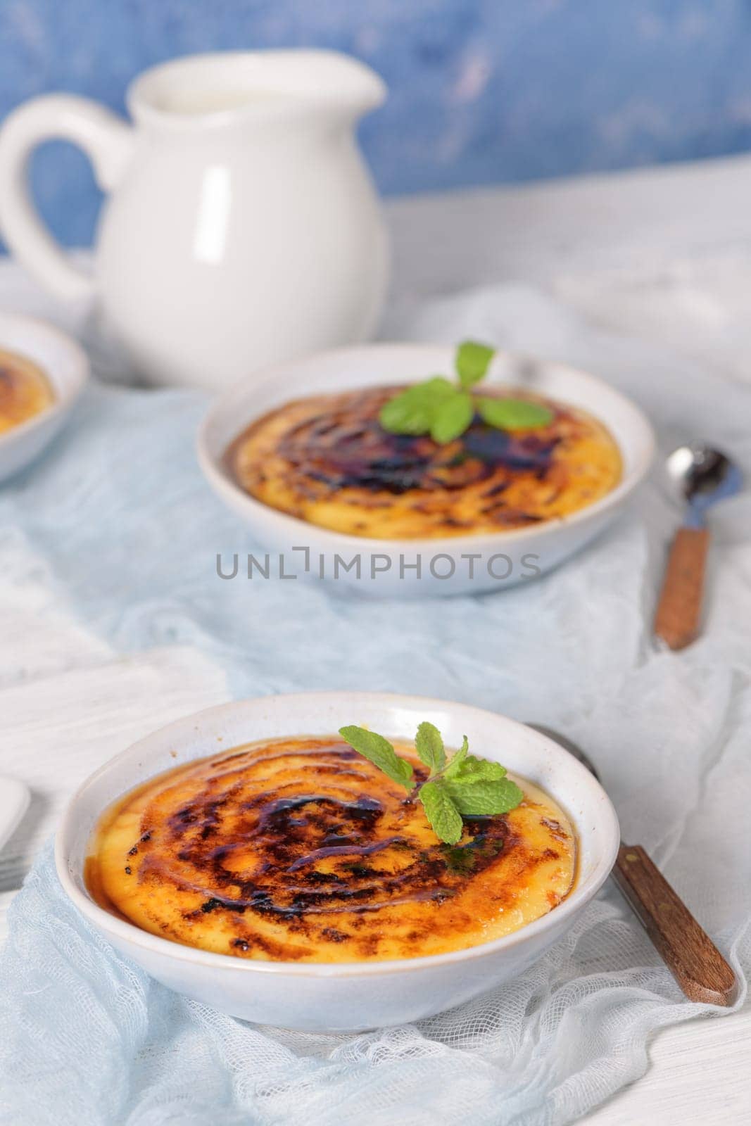 Leite creme, portuguese desert similar to creme brulee, cream brulee and burnt cream.