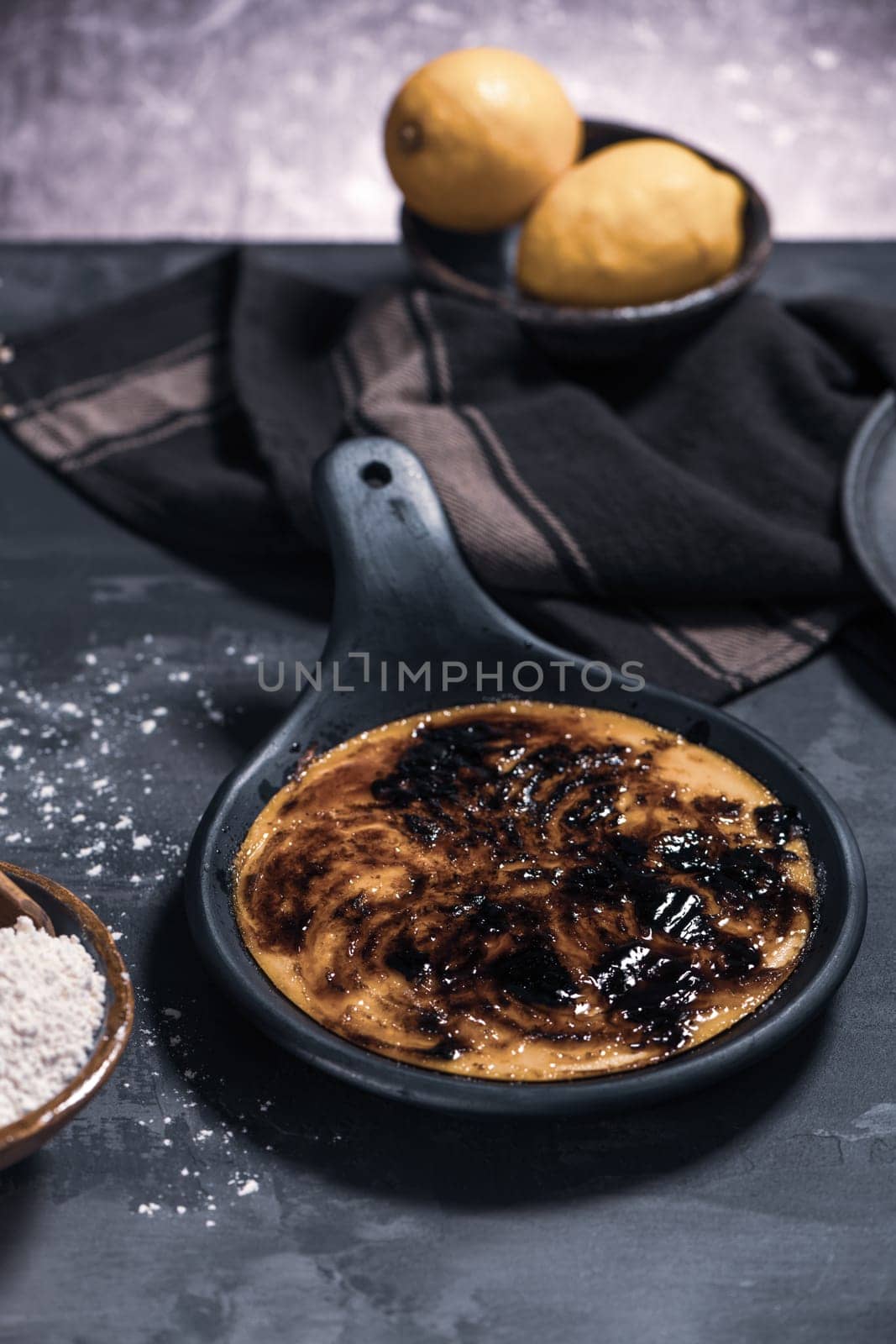 Leite creme, portuguese desert similar to creme brulee, cream brulee and burnt cream.