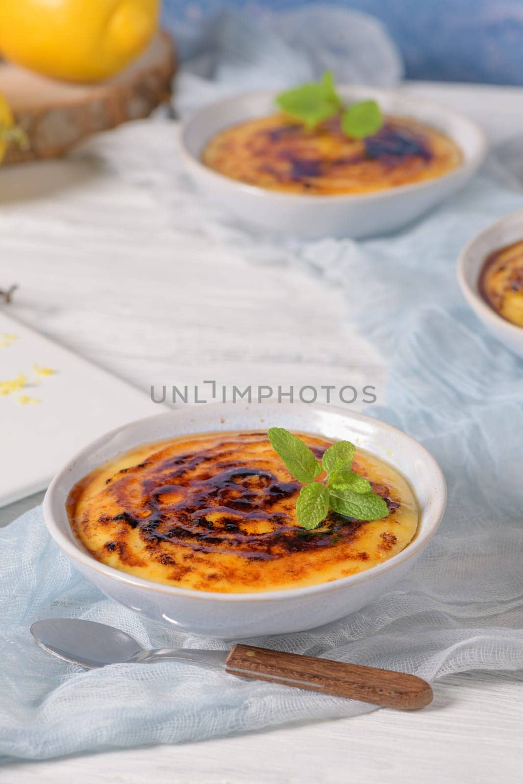 Leite creme, portuguese desert similar to creme brulee, cream brulee and burnt cream.