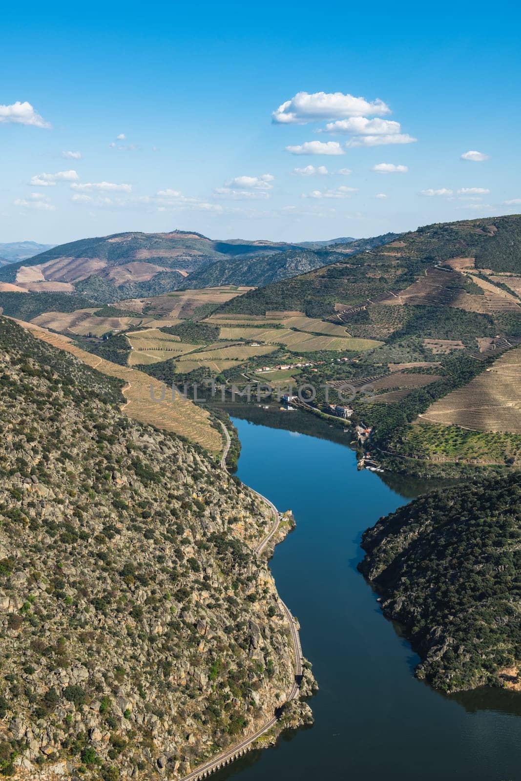 Surrounding landscape near the village of Sao Joao da Pesqueira, Portugal. Concept for travel in Portugal and most beautiful places in Portugal.