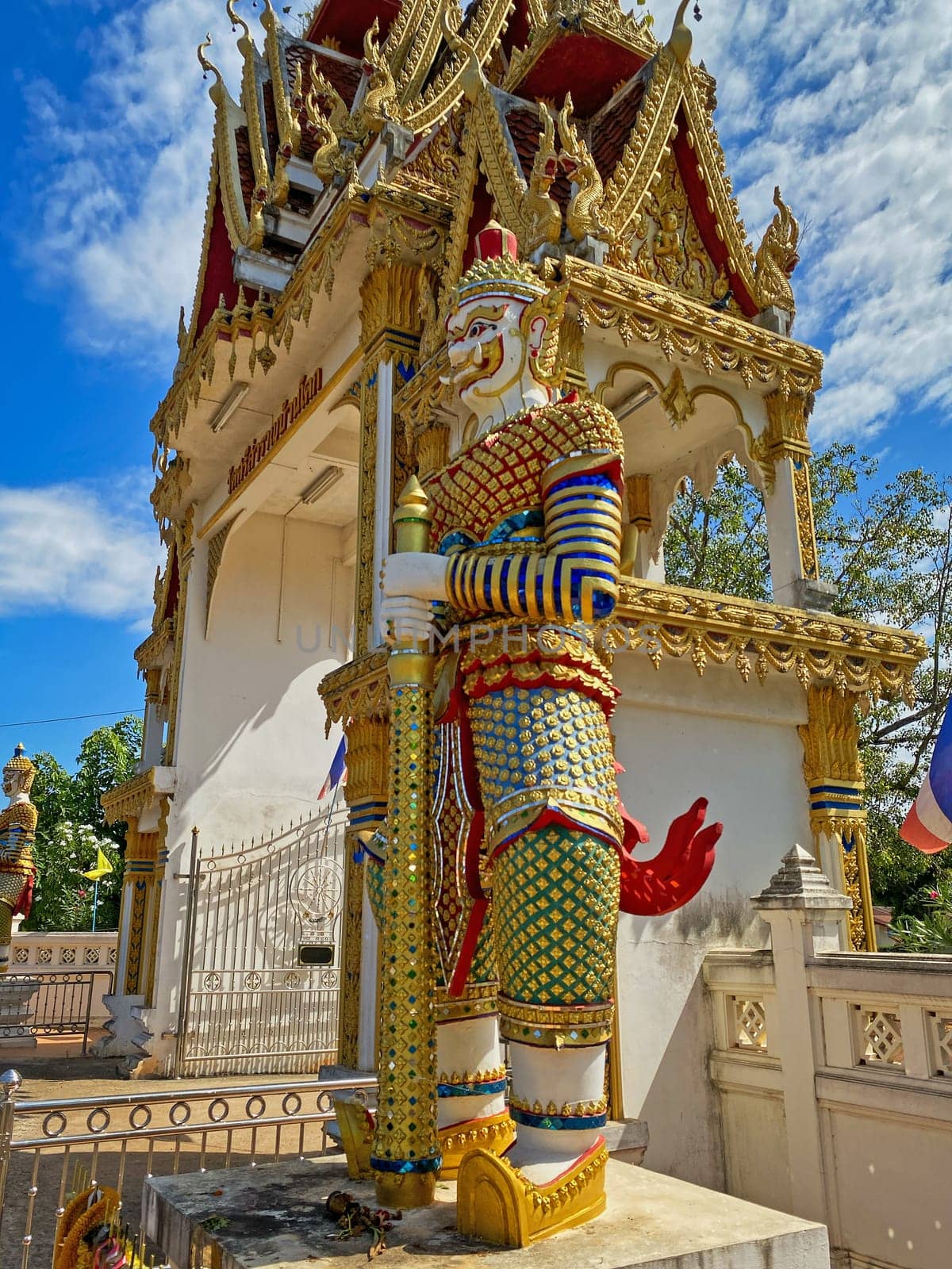 Yaksha Thailand, golden figurine is guardian of buddhist temple