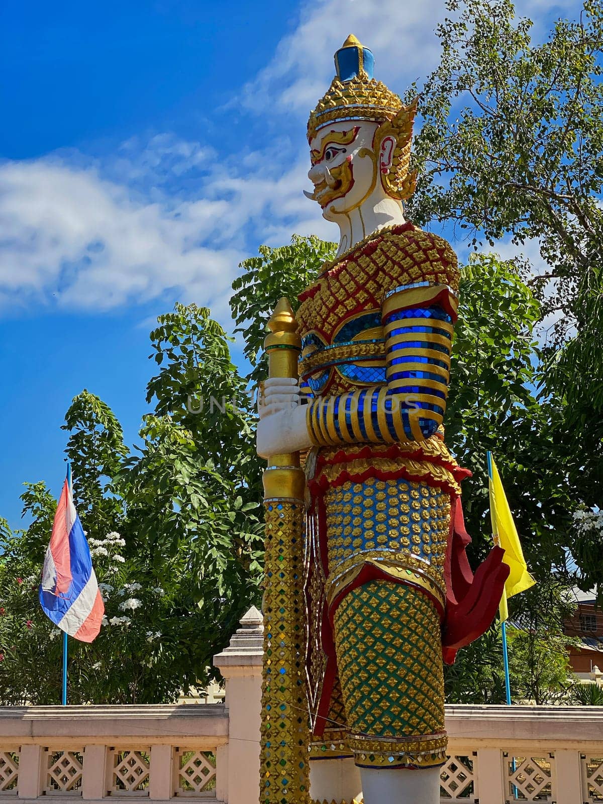Yaksha Thailand, golden figurine is guardian of buddhist temple