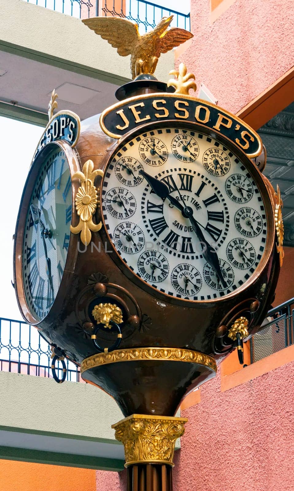 SAN DIEGO,CA - APRIL 27,2014 :Clock in shopping center Horton Plaza, San Diego,CA,United States of America..