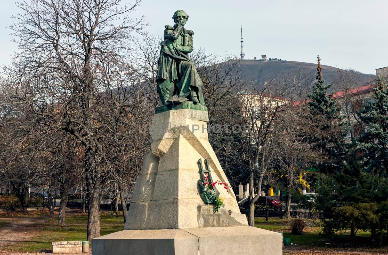 The best in the Russian monument poet Mikhail Yurievich Lermontov in Pyatigorsk, Northern Caucasus,Russia (sculptor Opekushin, 1889)