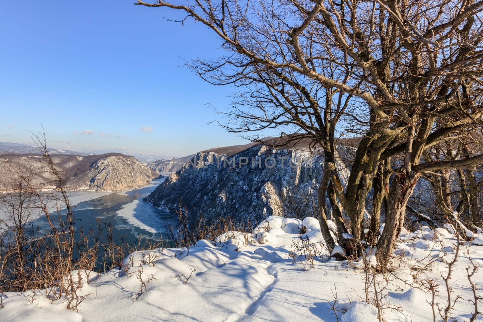 landscape in the Danube Gorges. Cazanele Mari seen from the Romanian side
