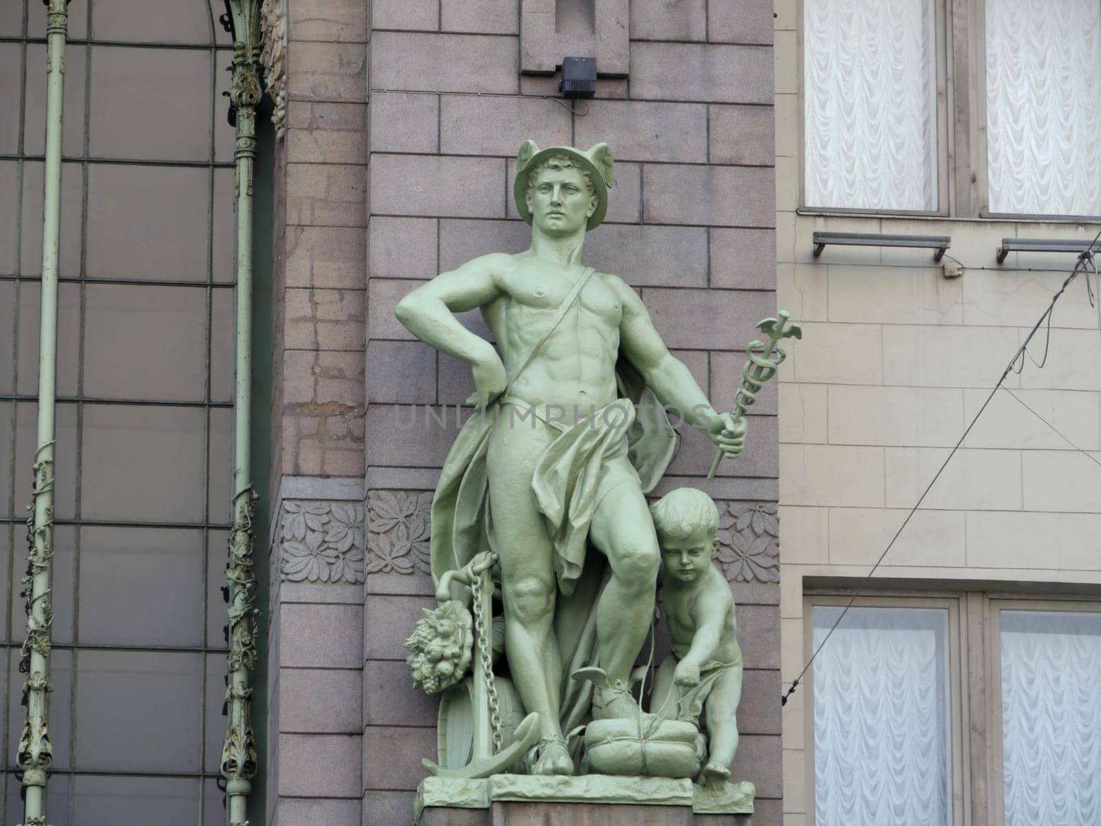Hermes Mercury god of commerce, merchants and travelers bronze sculpture