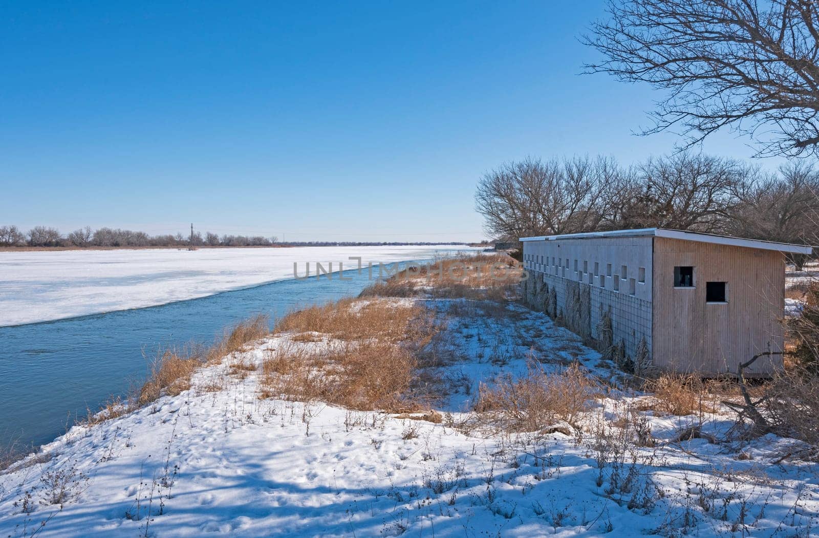 Viewing Blind along the Platte River in Late Winter near Kearney, Nebraska