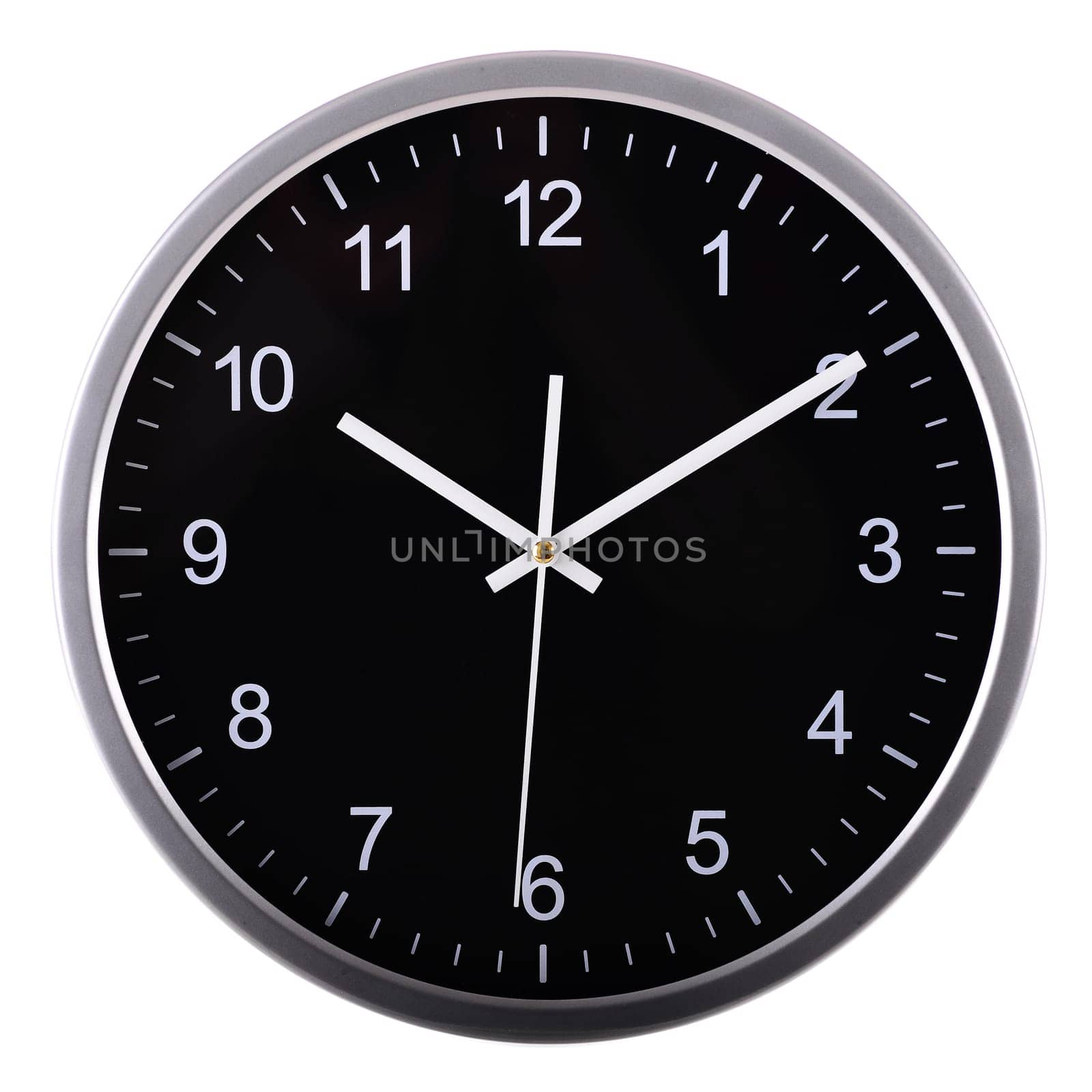 Wall clock isolated on white background. Ten past ten