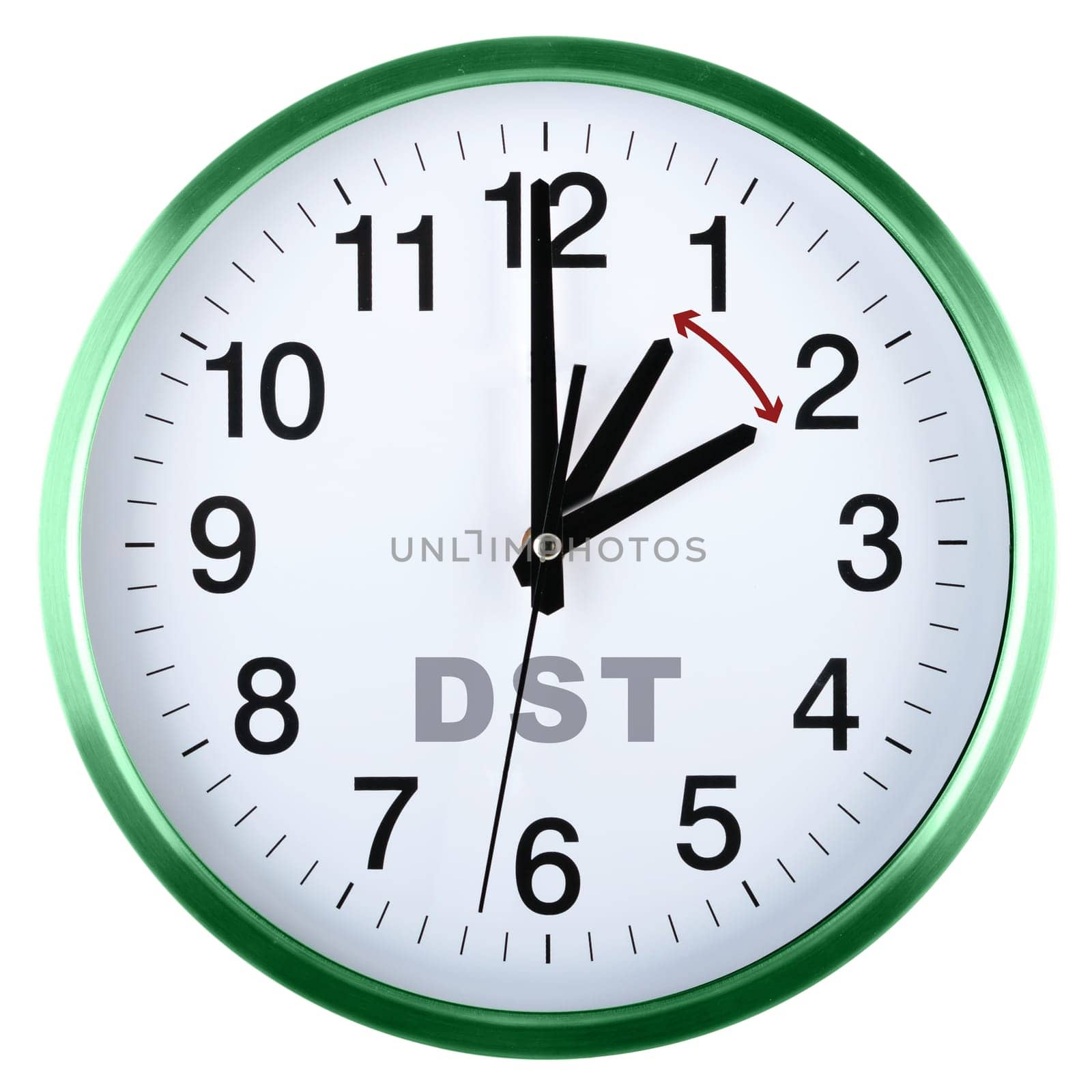 Wall clock isolated on white background. Daylight saving time