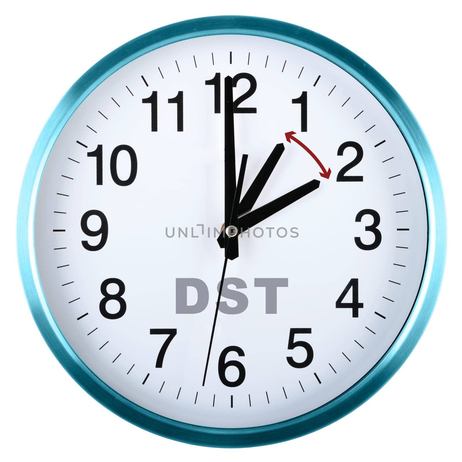 Wall clock isolated on white background. Daylight saving time