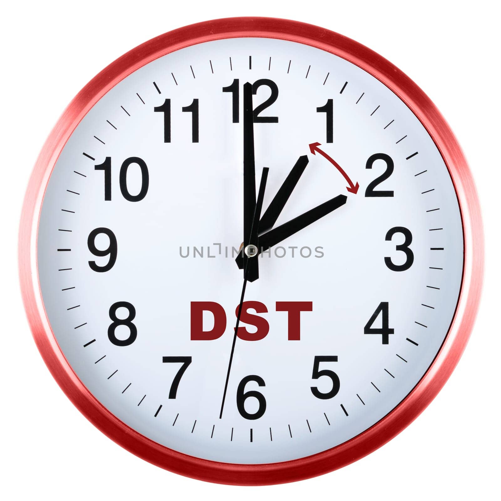 Wall clock isolated on white background. Daylight saving time