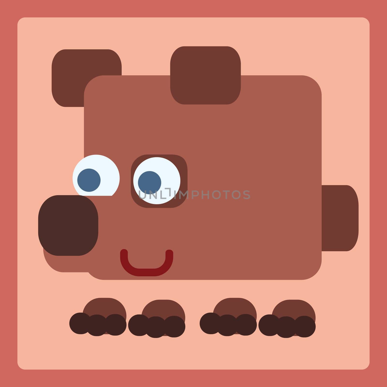 Brown stylized bear cartoon icon. Baby style