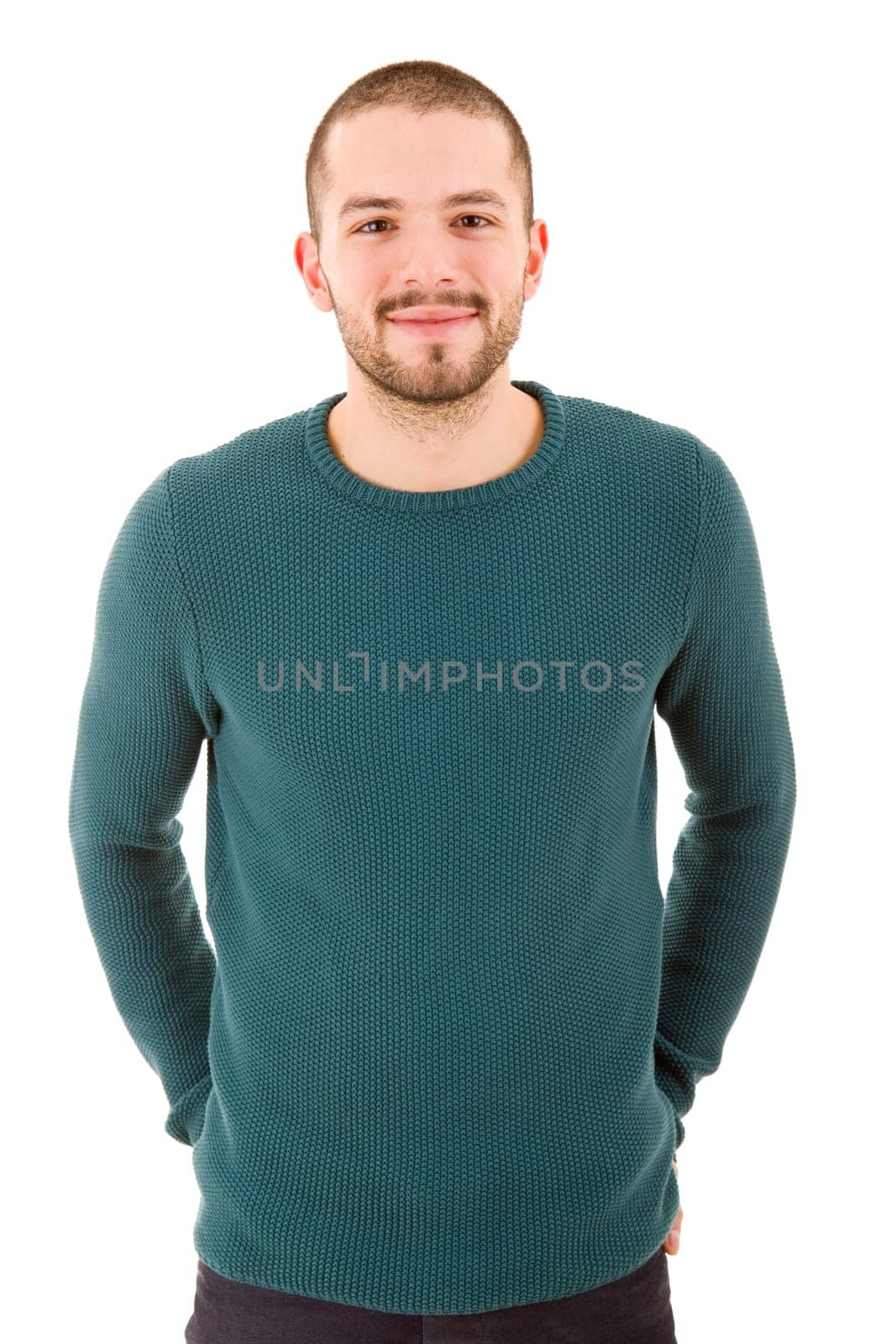 young casual man portrait, isolated on white