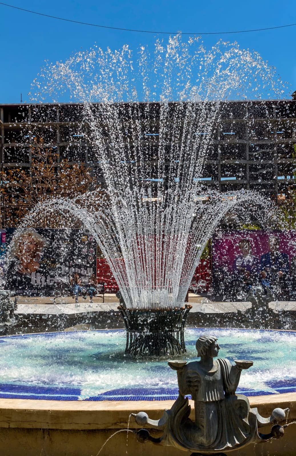 YEREVAN,ARMENIA - APRIL 18,2015:Yerevan fountain in the city center,one of the oldest cities in the world.