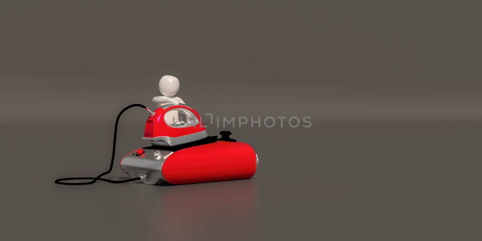 3d illustrator, 3d rendering of the White character and  irons.