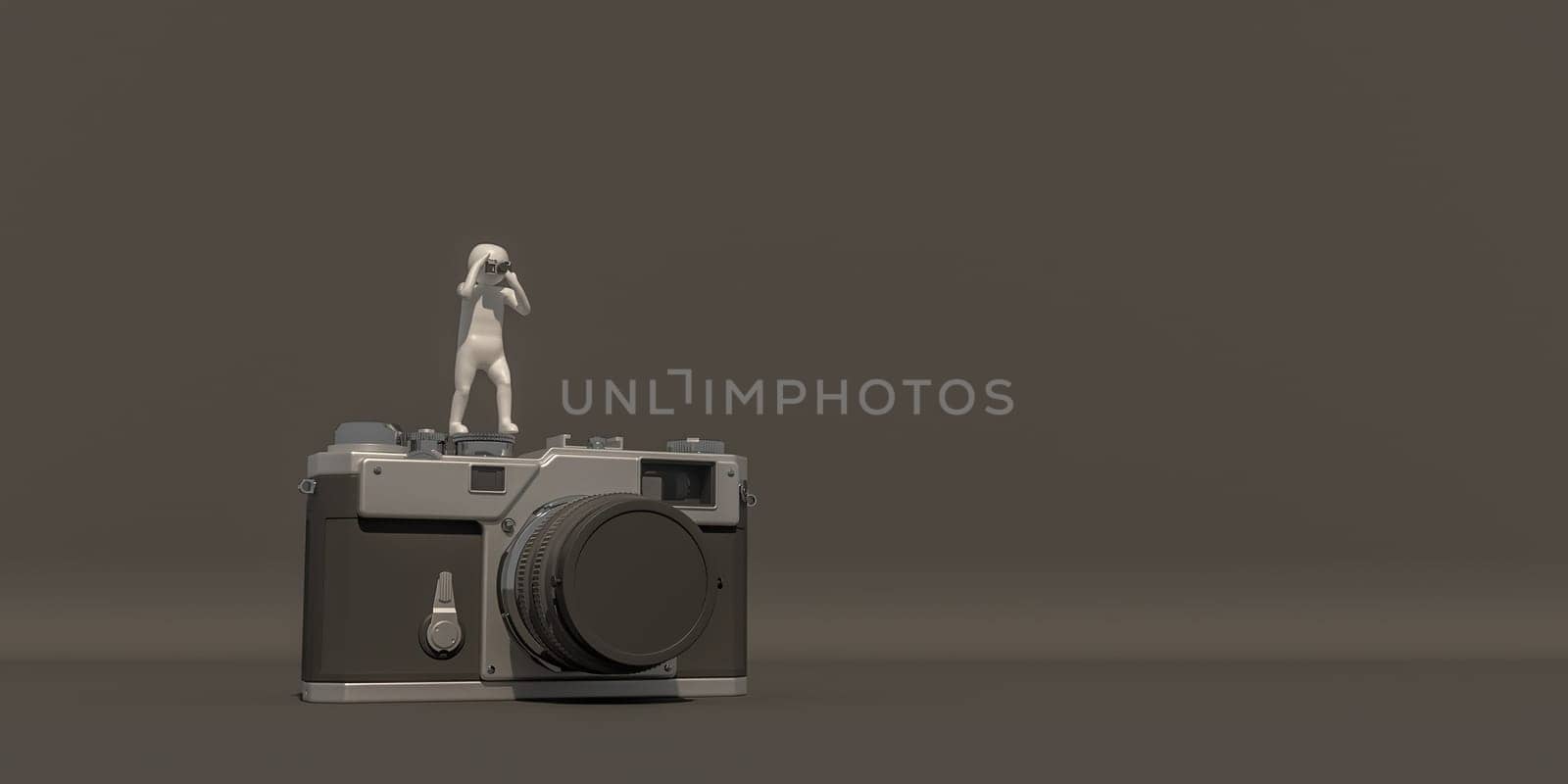 3d illustrator, 3d rendering of the  Photographer and camera.