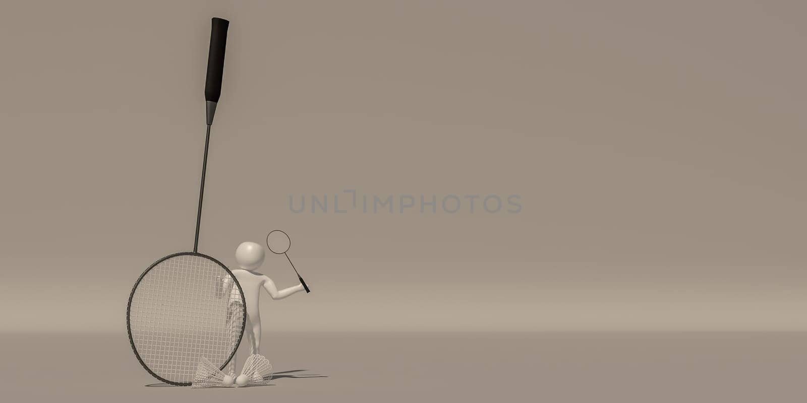 3d illustrator, 3d rendering, playing badminton