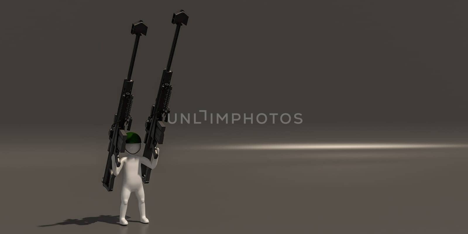 3d illustrator, 3d rendering, symbol of the Soldiers and weapons.