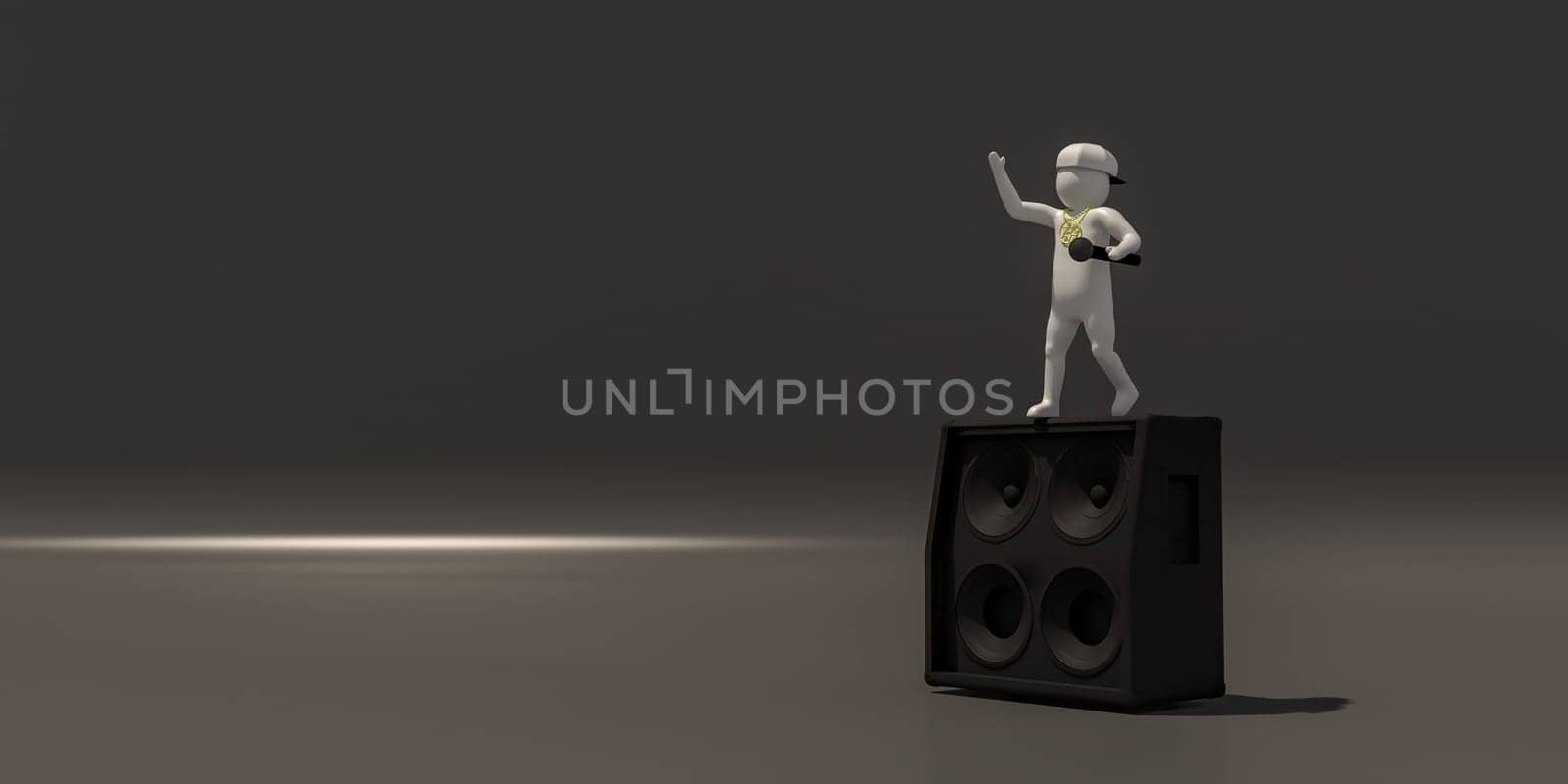 3d illustrator group of career musician symbols on a gray background, 3d rendering of the Music player. Includes a selection path.