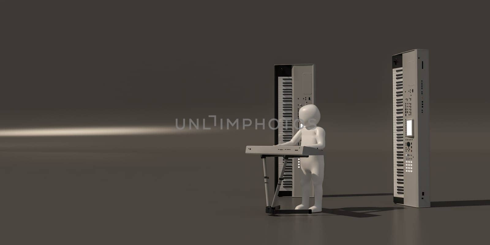 3d illustrator group of career musician symbols on a gray background, 3d rendering of the Music player. Includes a selection path.
