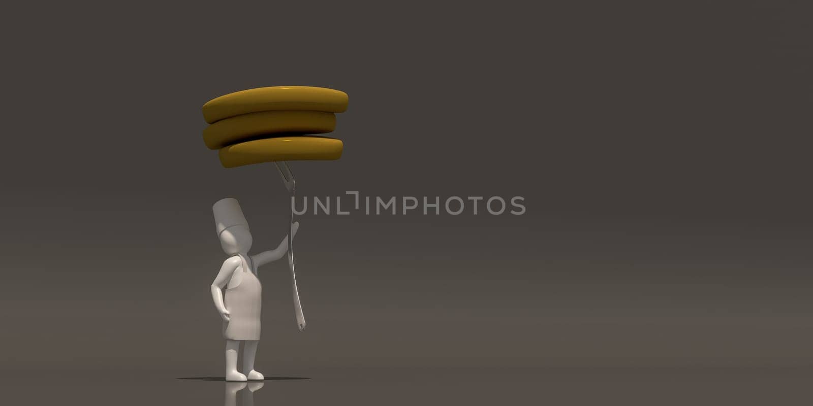 3d illustrator group of career chef symbols on a gray background, 3d rendering of the cooking. Includes a selection path.