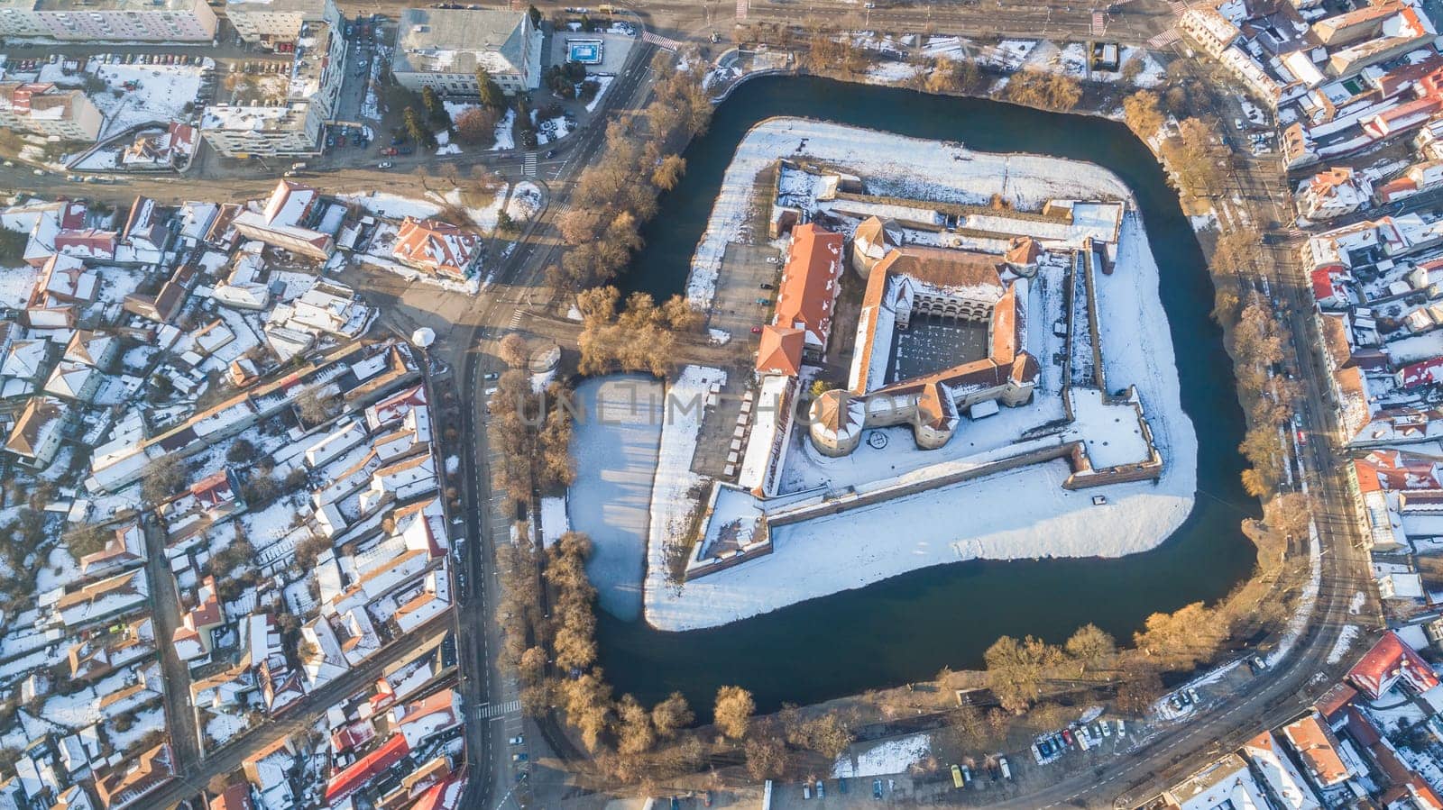 aerial view of Fagaras Fortress, Transylvania, Romania