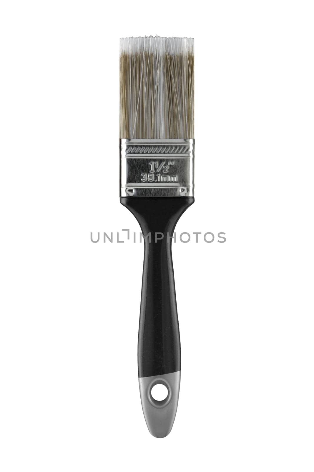 A 1 1/2" 38.1mm one and a half inch decorators paint brush on white with clipping path"