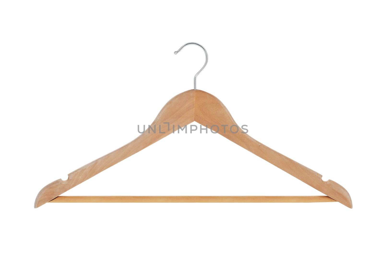 Wood coat hanger isolated on a white background